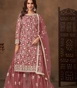 Mauve net  zari work salwar kameez suits size up to 42
