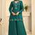 Teal green silk blend mirror work salwar suits free size up to 42