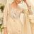 Cream silk mirror work salwar suits free size up to 42