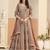 Rust georgette sequins work salwar suits free size up to 42