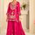 Pink silk blend mirror work salwar suits free size up to 42