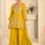 Yellow silk blend mirror work salwar suits free size up to 42