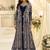 Navy blue silk blend sequins work salwar suits free size up to 42