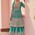Turquoise georgette sequins work salwar suits free size up to 42