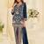 Blue silk blend sequins work salwar suits free size up to 42