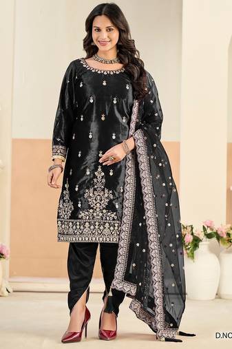 Black velvet sequins work salwar suits free size up to 42