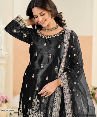 Black velvet sequins work salwar suits free size up to 42 2