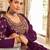 Purple art silk stone work semi stitched salwar suits suits size up to 42