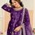 Purple velvet sequins work salwar suits free size up to 42