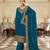 Teal blue art silk stone work semi stitched salwar suits suits size up to 42