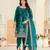 Turquoise velvet sequins work salwar suits free size up to 42