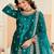 Turquoise velvet sequins work salwar suits free size up to 42