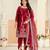 Red velvet sequins work salwar suits free size up to 42