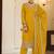 Yellow art silk stone work semi stitched salwar suits suits size up to 42