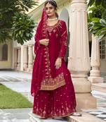 Pink georgette sequins work semi stitched salwar suits suits size up to 42