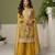 Mustard chiffon sequins work salwar suits free size up to 42