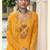 Mustard georgette sequins work semi stitched salwar suits suits size up to 42