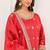 Red silk blend sequins work salwar suits free size up to 42