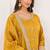 Yellow silk blend sequins work salwar suits free size up to 42