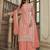 Peach net sequins work semi stitched salwar suits suits size up to 42