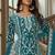 Teal green net sequins work semi stitched salwar suits suits size up to 42