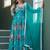 Turquoise silk sequins work salwar suits free size up to 42