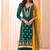 Teal green art silk sequins work semi stitched salwar suits suits size up to 42