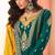 Teal green art silk sequins work semi stitched salwar suits suits size up to 42