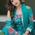 Turquoise silk sequins work salwar suits free size up to 42