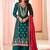 Teal green art silk sequins work semi stitched salwar suits suits size up to 42