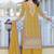 Yellow chiffon sequins work semi stitched salwar suits suits size up to 42