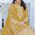 Yellow chiffon sequins work semi stitched salwar suits suits size up to 42