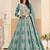 Teal georgette sequins work salwar suits free size up to 42