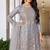 Grey net sequins work semi stitched salwar suits suits size up to 42