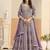 Purple georgette sequins work salwar suits free size up to 42