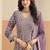 Purple georgette sequins work salwar suits free size up to 42