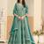 Teal georgette sequins work salwar suits free size up to 42