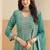 Teal georgette sequins work salwar suits free size up to 42