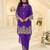 Purple silk blend sequins work salwar suits free size up to 42