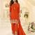 Orange silk blend sequins work salwar suits free size up to 42