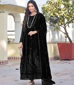 Black georgette sequins work semi stitched salwar suits suits size up to 42