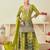 Green chiffon sequins work semi stitched salwar suits suits size up to 42