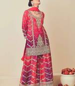 Purple chiffon sequins work semi stitched salwar suits suits size up to 42