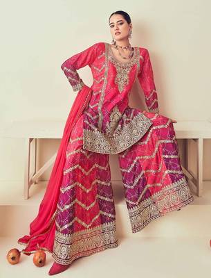 Purple chiffon sequins work semi stitched salwar suits suits size up to 42 2