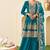Teal chiffon sequins work semi stitched salwar suits suits size up to 42
