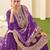Purple chiffon sequins work semi stitched salwar suits suits size up to 42