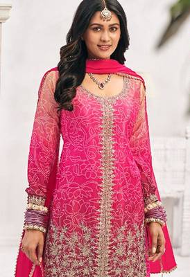 Purple chiffon sequins work semi stitched salwar suits suits size up to 42 2