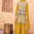 Yellow chiffon sequins work semi stitched salwar suits suits size up to 42