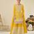 Yellow chiffon sequins work semi stitched salwar suits suits size up to 42