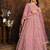 Pink net hand embroidery semi stitched salwar suits suits size up to 42